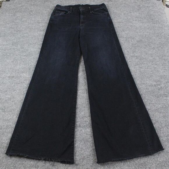 Mother Jeans Women 28 The Roller Fray Wide Leg Night in Venice Black Casual Chic - Picture 5 of 16